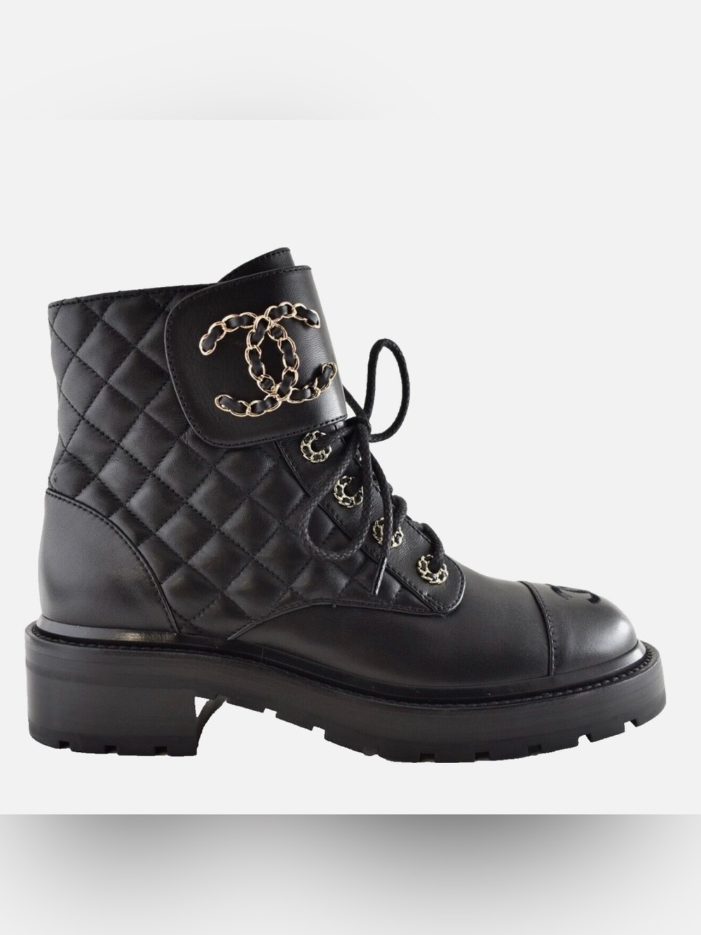 CHANEL 21A Quilted Classic Combat Boots
